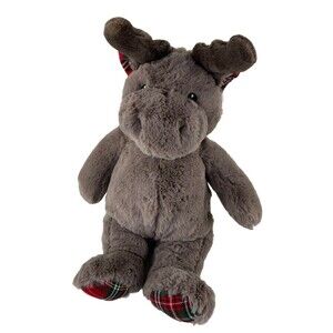 Cloud B Dreamy Hugginz Holiday 16" Moose Reindeer Plush Stuffed Animal Red Plaid